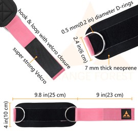 Ankle Straps for Cable Machines (Pair) for Kickbacks, Adjustable fit Comfort Neoprene and Double D-Rings, Ankle Strap Gym Cable Attachment for Glute Workouts, Leg Extensions and Lower Body Exercises