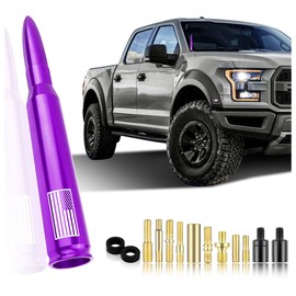 Car Bullet Antenna,Truck Exterior Decoration Accessories Car Vehicle Replacement Antenna Conpatible with Ford F150 RAM 1500 GMC Heavy Duty Pickup Trucks Accessories (New Upgrade Purple-U.S. Flag)…