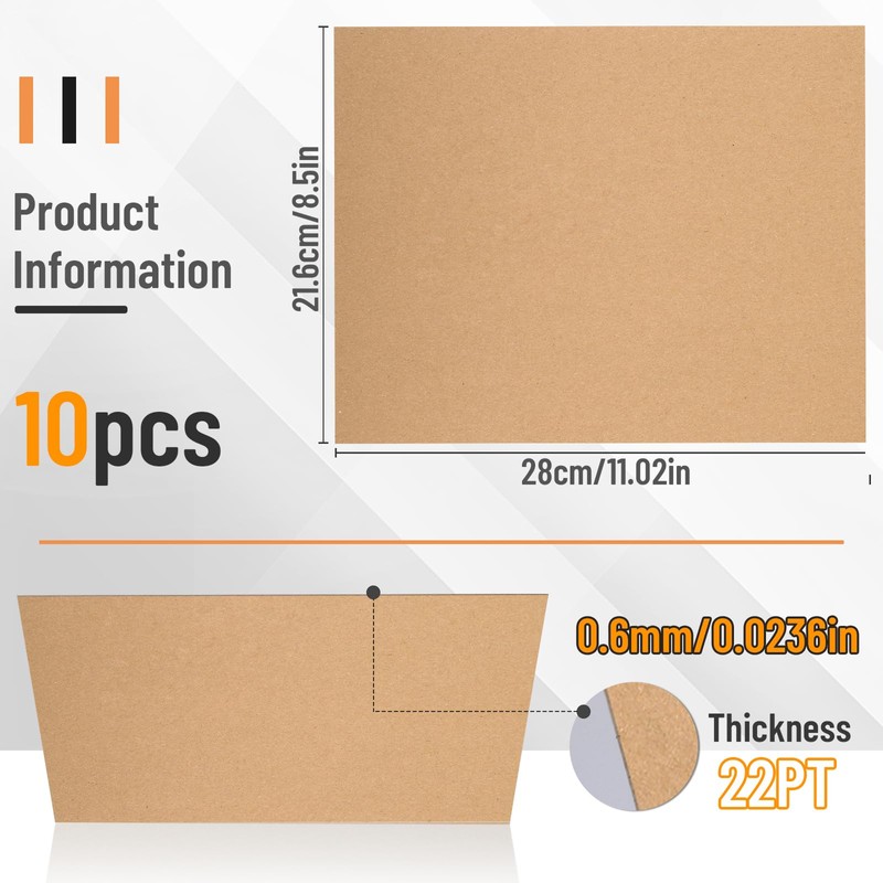 JNENERY 10 Chipboard Sheets 8.5 x 11", 22pt Book Board