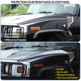 Fit for 2003-2009 Hummer H2 Stainless Hood Accent Trim, Hood Side Panel Molding Cover Trim Accessories, 2PCS