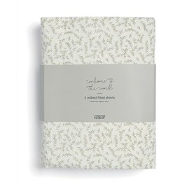 Mamas & Papas 2 Pack Cot/Bed Fitted Sheets, Seedling Leaf