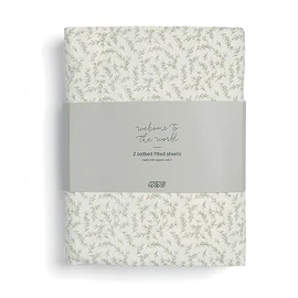 Mamas & Papas 2 Pack Cot/Bed Fitted Sheets, Seedling Leaf