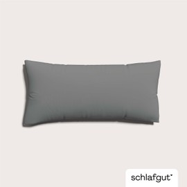 schlafgut Knitted Jersey Cushion Cover 40 x 80 cm Grey Mid Plain Soft Premium Pillowcase Single, Wrinkle-Free with Elastane