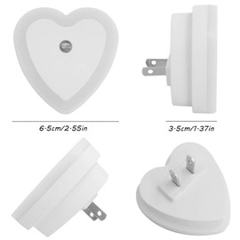 LED Night Light Lamp with Smart Auto ON/Off Sensor Set of 4, MAXIN 0.5W Plug-in LED Wall Night Light Lamp for Bedroom, Bathroom, Hallway, Stairways, Or Any Dark Room Soft Brightness.(Heart-Shaped)