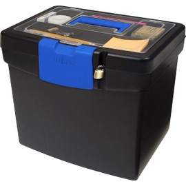 Storex File Storage Box with XL Storage Lid, Black/Blue, 2-Pack (61415C02C)