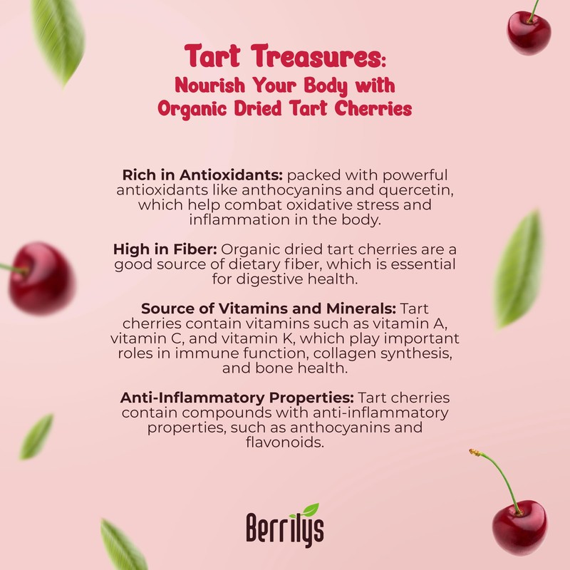 Berrilys Organic Unsweetened Dried Tart Cherries 1 lb, (16 oz)