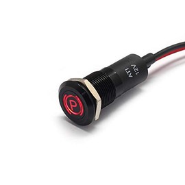 Alpinetech PLB12MS 12mm 1/2" 12V LED Metal Signal Indicator Pilot Dash Light (Parking Brake Indicator)