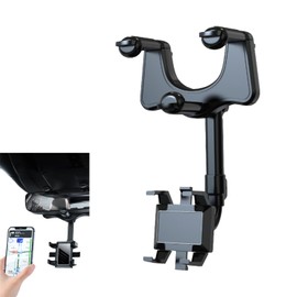 Bustlwor Rückspiegel Telefonhalter, 360° Drehbarer und Einziehbarer Handyhalterung Auto Rückspiegel, für Universal KFZ Handy Halterung für Alle Handys