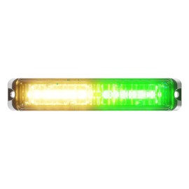 Abrams SAE Class-1 Flex 12 [Amber/Green] 36W - 12 LED Emergency Vehicle Truck LED Grille Light Head Surface Mount Strobe Warning Light