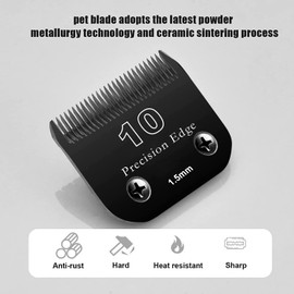 10 Clipper Blade Dog Grooming Clippers Ersatzklinge Kompatibel mit Andis Dog Clipper/Most Oster A11/Wahl KM Series Pet Clippers (10: 1/16 Zoll (1,5 mm), Schwarz)