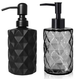 Vilike Dispensador de jabón de Vidrio de 330ml-Dispensador de jabón de Vidrio con Bomba de plástico-Dispensador de jabón líquido de Manos para baño y Cocina líquido,loción,Gel de ducha-2pcs