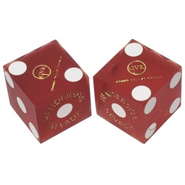 Genuine Green Valley Ranch Henderson (Southeast Las Vegas) Casino Dice Red Frosted w/Pouch + Craps Dealer 36" Rattan Dice Stick (Cyber-Deals Bundle)