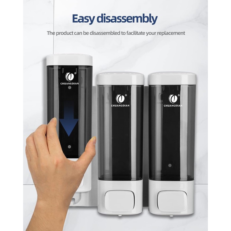 Chuangdian Wall Mounted Soap Dispenser White 320ml x 2 Chambers