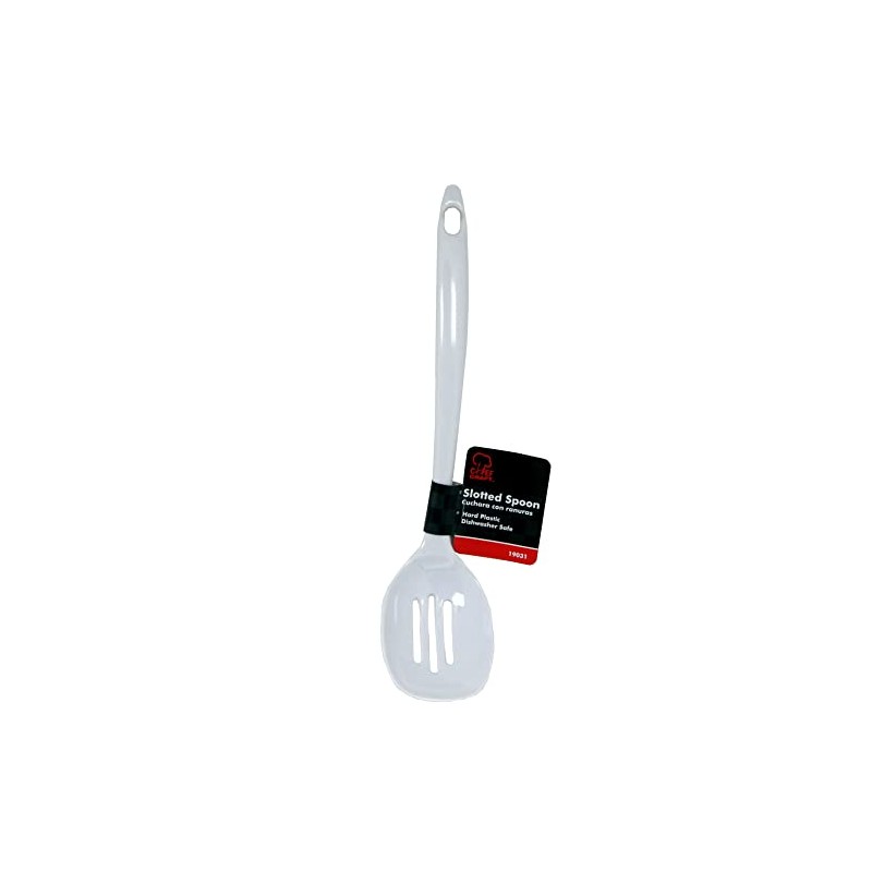 Chef Craft Basic Melamine Slotted Spoon, 11.25 inch, White