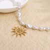 Sonateomber Dainty Gold Pearl Sun Pendant Necklace for Women, Trendy