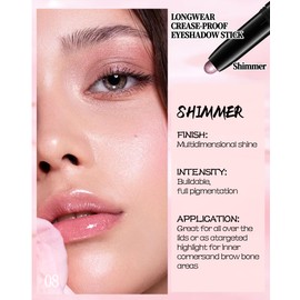 Eyeshadow Pen, Peach Pink Shimmer Creamy Eyeshadow Stick, Long-Lasting Waterproof Cream Eyeshadow Highlighters Eye Make-Up, Easy Glide Twist-Up Eyeshadow Pencil, Beauty Gift for Women 08