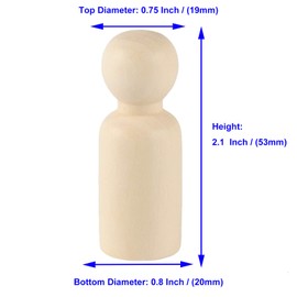 KOHAND 150 Pack Unfinished Wooden Peg Dolls, Natural Wooden Peg Doll Body, Wooden Peg Doll People for DIY Crafts, Wedding,Home Party Decoration