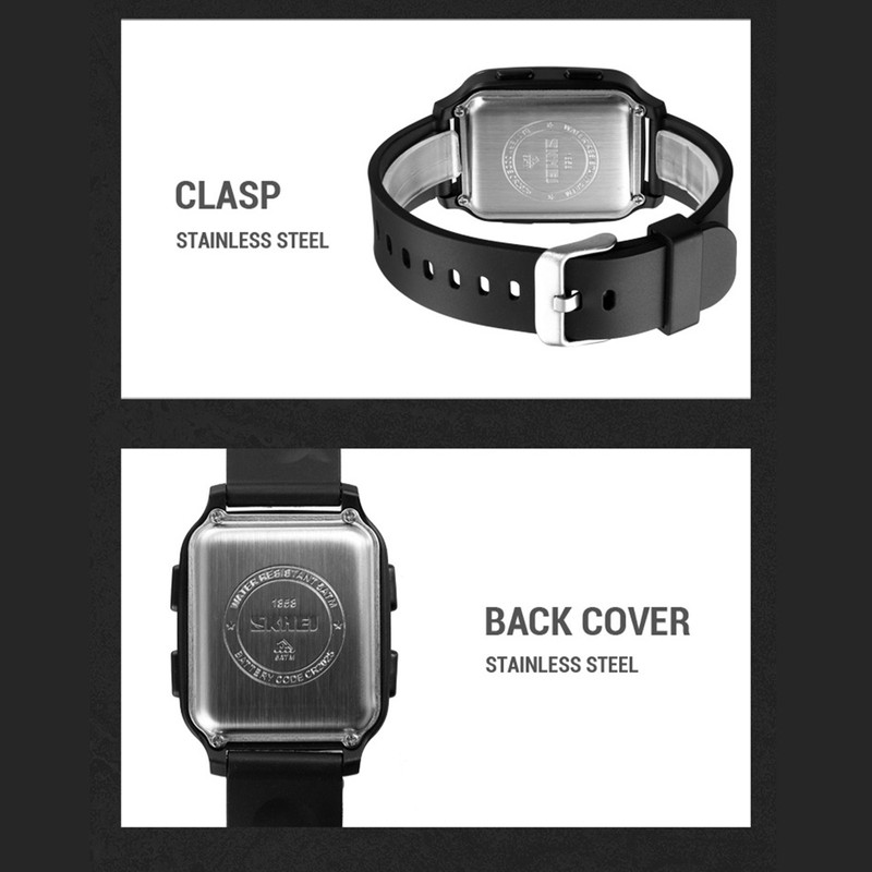 SKMEI 1858 sports watches Countdown double time watch alarm clock