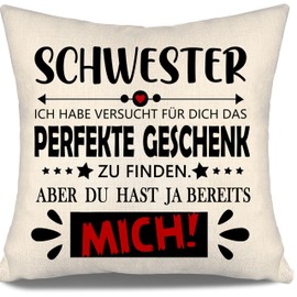 Aosumin Sister Ich Habe versucht Finden Aber du hast ja Schon Mich Cushion Cover for Sister Birthday Gift Christmas Gift (Sister-a)