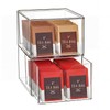 2 Pack Clear Tea Bag Organizers with Adjustable Dividers, Stackable