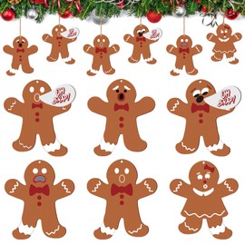 Roowest 6 Pcs Gingerbread Man Decorations Broken Leg Funny Christmas Tree Ornaments Wooden Gingerbread Man Cookie Oh Snap Hanging Ornaments Xmas Home Kitchen Holiday Decor Party Supplies