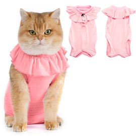 Avont Cat Bodysuit After Surgery Recovery Suit Clothing Modal Recovery Castration Spay Weaning Lick Protection Suit for Cat, Abdominal Wounds or Skin Diseases M-Pink