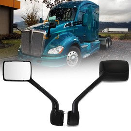 Sterlix Pair Hood Mirror for Kenworth T680 Peterbilt 579 Peterbilt 587 Mirror Replacement Driver Left and Passenger Right Side OE Kenworth T680 Accessories (Black)