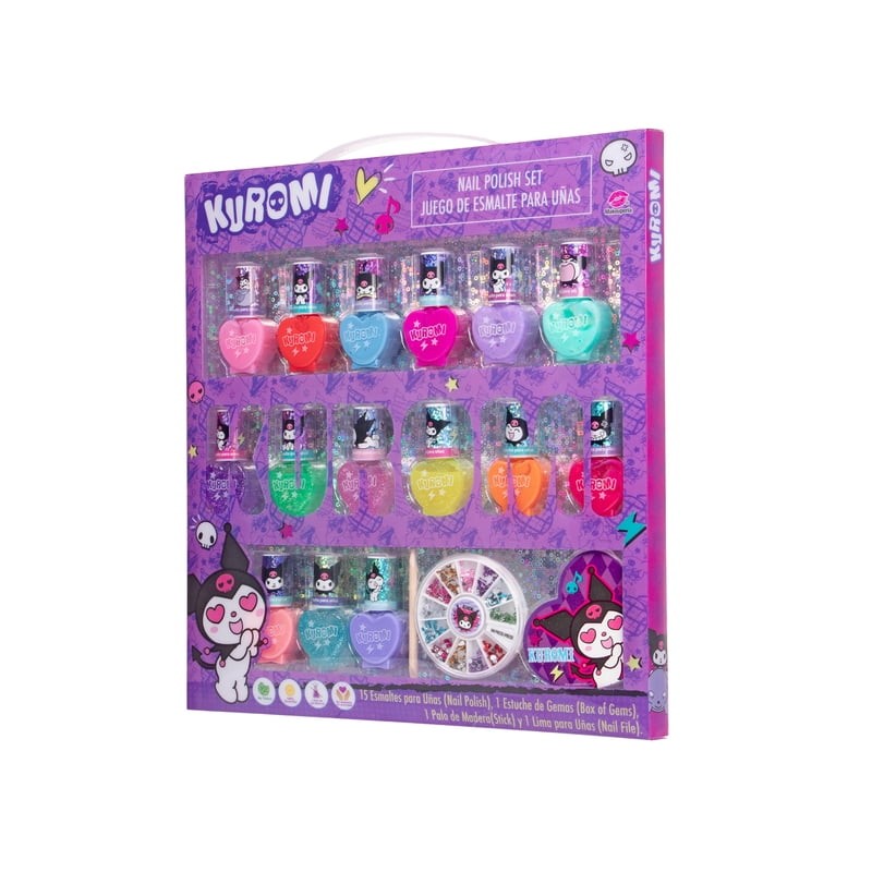 Set de Esmaltes Kuromi con 15 Piezas, Gemas y Lima