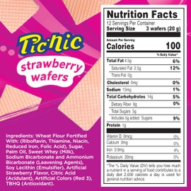 Diana Pic-Nic Sugar Wafer Cookies, Strawberry Flavor, 8.47 Oz (20 12-Packs)