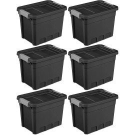 Sterilite 7.5 Gallon Plastic Stacker Tote, Heavy Duty Lidded Storage Bin...