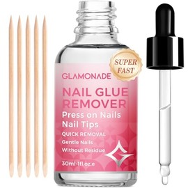 Glamonade Press on Nail Glue Remover: False Nail Tips & Fake Nails Quick Easy Removal Adhesive Debonder Beginner Friendly - 30ml Non-Acetone Dissolver