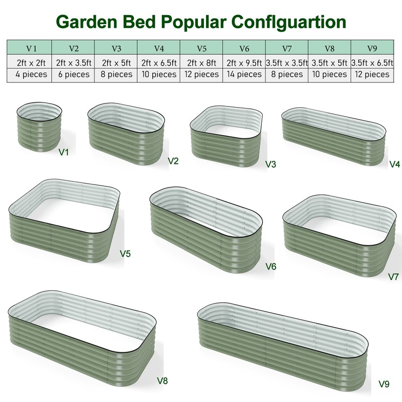 MFSTUDIO Galvanized Raised Garden Bed Kit Outdoor Planter Raised Beds