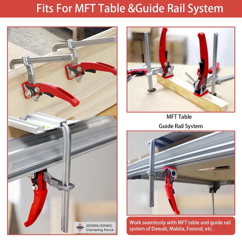 2025 Upgraded Ratcheting Table Clamp, Quick Track Saw Clamps Ratchet