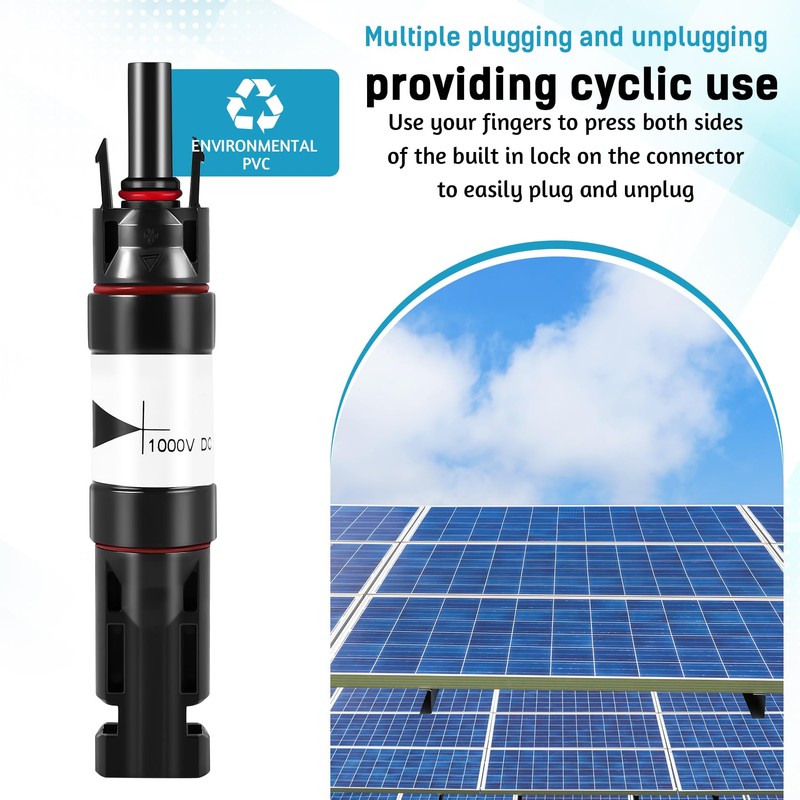 Nudiuhis Solar Plug with Diode Waterproof PV Plug DC1000V 20A