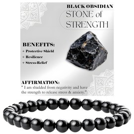 MOTIBACK Obsidian Crystal Bracelet for Women Men, Natural Black Obsidian Jewelry Suitable For Giving to Friends or Relatives to Express Blessings, Crystal Bracelet for Daily Wear