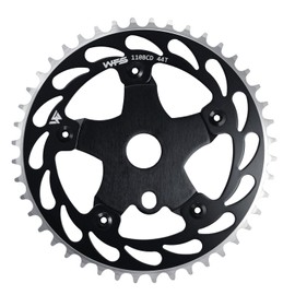 WFS Helix Chainring w/Spider Sprocket 44T 1/8" 110mm BCD 5 Arm Hole Old School BMX, Black, WFS3064-BO