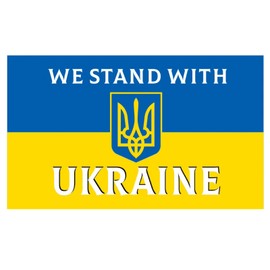 WEBY Ukrainian Flag with Tryzub (Trident) Emblem & Slogan - Lightweight Fade-Resistant 5ft x 3ft Flag for Outdoor and Indoor Use