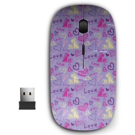 KAWAMOUSE 2.4G Ergonomic Portable USB Wireless Mouse for PC, Laptop, Computer, Notebook with Nano Receiver (Heart Wings)