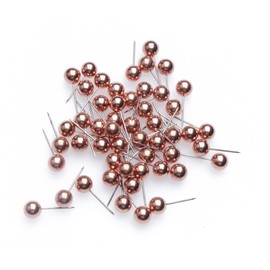 Ruwado 50 Pcs Round Head Map Tacks Pins with Storage Box Small Metallic Bead Push Pins for Office School Classroom Supplies Wall Corkboard Crafting Project Calendar Photo Decoration (Rose Gold)