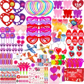 156 Pack Valentine Party Favor Assortment Toys for School Classmates Exchange Gift Includes Valentines Cards Stamper Stickers Boys Girls Classroom Prizes Rewards School Exchange Party Favors