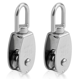 2 pieces 20 mm pulley, 304 stainless steel pulley, stainless steel pulley, swivel roller, for ropes hanging wires, maximum load capacity 250 kg