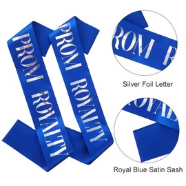 MUMUNN 4PCS Prom Royalty Sashes, Royal Blue Silver Prom Royalty Sash for Dance Party Event Prom Queen, Prom King Graduation Party Prom Royalty Sashes Set of 4