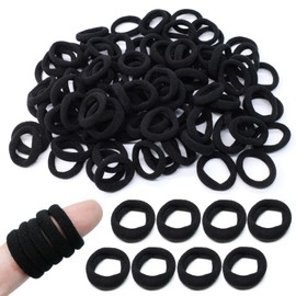 LLYJOYE 100 Pcs Baby Hair Bobbles, Black Hair Bands for Girls, Elastic Baby Hair Ties, Mini Hair Ponytail Holders, Hair Accessories for Baby Girls Kids Toddlers