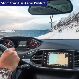 Cavalcade Cross Pendant for Car Rear View Mirror Decoration Lords Prayer Bible Verse Religious Ornament Auto Faith Amulet Christian Gift, Black