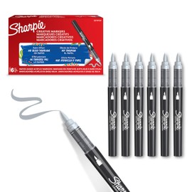 Sharpie Creative Marker Acrylic Paint Pens | Brush Tip Water-Based Paint Markers | Cool Grey | No-Bleed Ink Writes on Most Surfaces | School & Revision Supplies | 6 Count