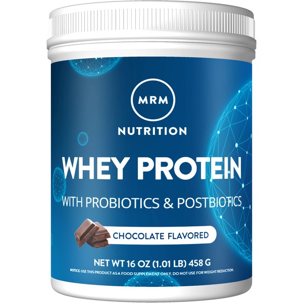 MRM Nutrition Whey Protein | Chocolate Flavored |18g Protein | with 2 Billion probiotics + Digestive enzymes + BCAAs | High Absorption + Digestion | Hormone + antibiotic Free | 17 Servings