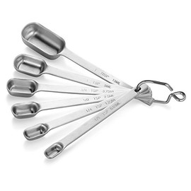 New Star Foodservice 43136 Stainless Steel 18/8 Measuring Spoons (Set of 6), Silver