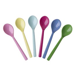 Rice Melamine Teaspoons Pack of 6 in Classic Colours