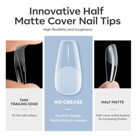 modelones Nail Tips and Glue Gel Kit 500 Pieces Nail Tips Gel Nail X Extension Set Glue Gel Nail Kit, 4 in 1 Nail Glue Full Cover Nail Tips Press on Naisl Art