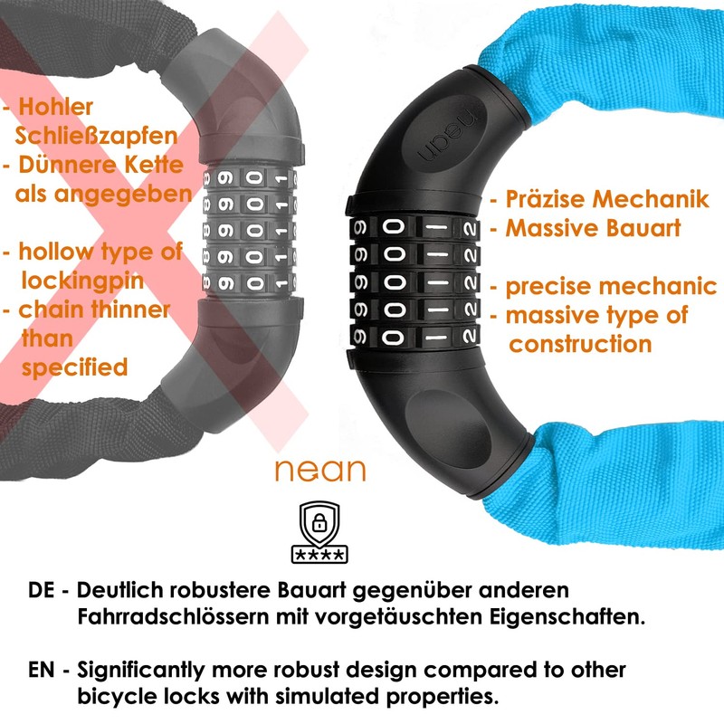 nean Bicycle Chain Lock with a Number Bicycle Chain Lock,